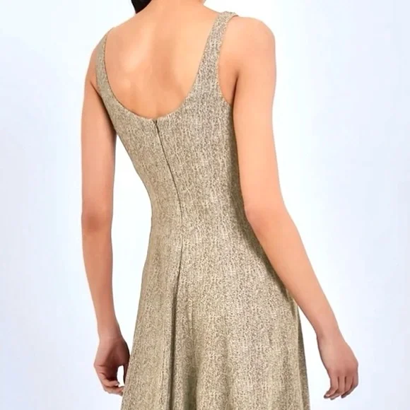 🌺🎉HP🎉🌺 NWT Staud Wells Midi Dress Mocha Herringbone - Picture 8 of 16